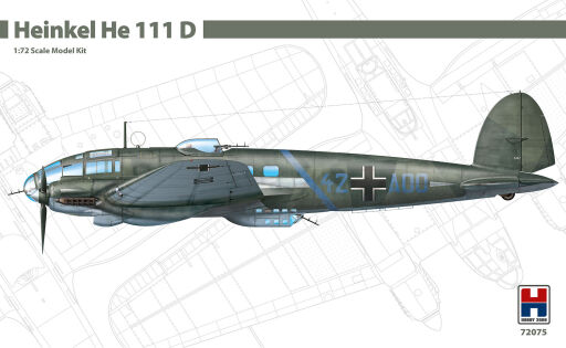 H2K72075 Heinkel He 111 D (HASEGAWA + Cartograf + maski + wydruk 3D) Model samolotu do sklejania