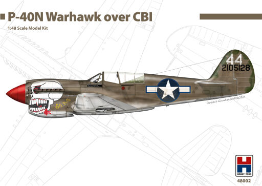 H2K48002 P-40N Warhawk over CBI ex-Hasegawa Model samolotu do sklejania