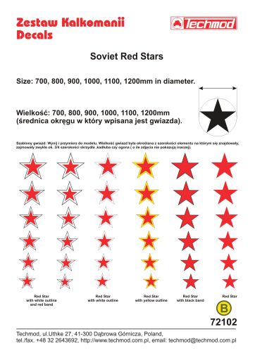 TCH72102 Soviet Red Stars kalkomania modelarska