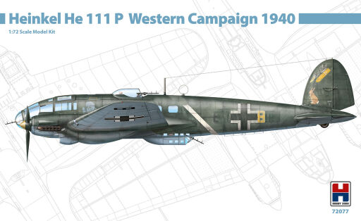 H2K72077 Heinkel He 111 P Western Campaign 1940 (HASEGAWA + Cartograf + maski + wydruk 3D)) Model samolotu do sklejania