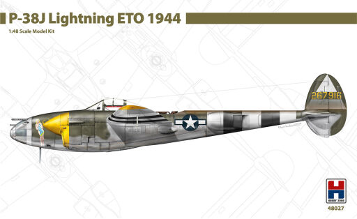 H2K48027 P-38J Lightning ETO 1944 Model samolotu do sklejania