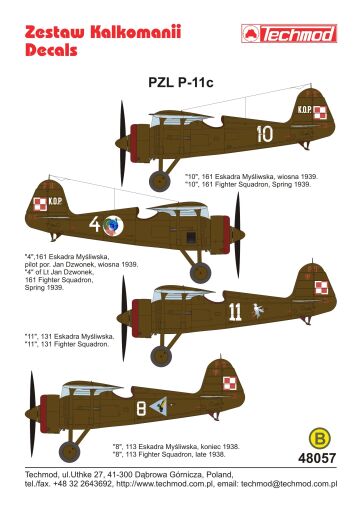 TCH48057 - PZL P.11c kalkomania modelarska