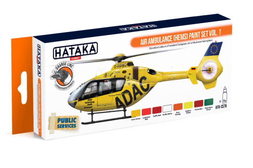 HTK-CS76 Air Ambulance (HEMS) paint set of 8 x 17ml vol. 1 -- ORANGE LINE