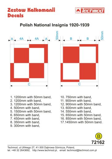 TCH72162 Polish National Insignia 1920-1939 kalkomania modelarska