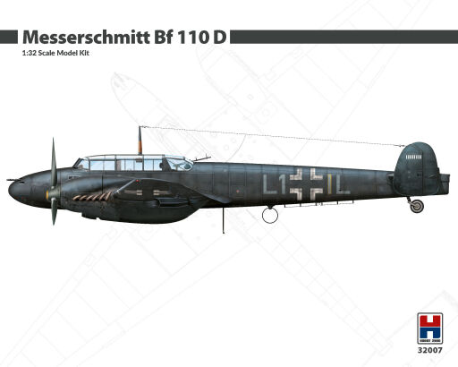 H2K32007 Messerschmitt Bf 110 D Model samolotu do sklejania