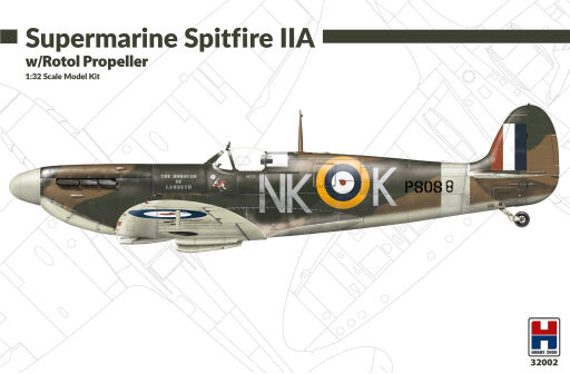 H2K32002 Supermarine Spitfire IIA w/Rotol Propeller, ex Revell + Cartograf + pMask + żywica Model samolotu do sklejania