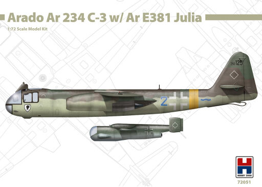 H2K72051 Arado Ar 234 C-3 w/ Ar E381 Julia – Ex Dragon Model samolotu do sklejania