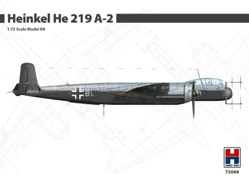 H2K72068 Heinkel He 219 A-2 DRAGON + CARTOGRAF + MASKI Model samolotu do sklejania