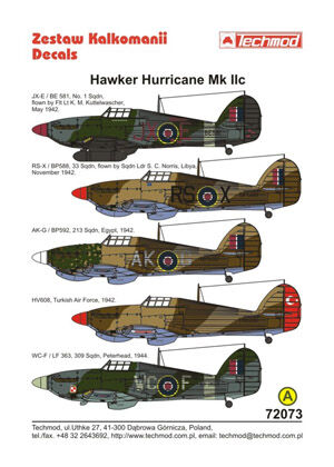TCH72073 Hawker Hurricane IIc kalkomania modelarska