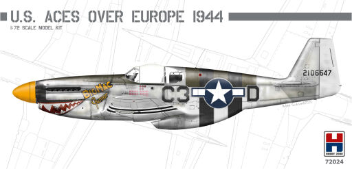 H2K72024 P-51B Mustang US Aces over Europe ex-Hasegawa Model samolotu do sklejania
