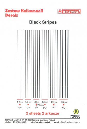 TCH72080 Black Stripes kalkomania modelarska