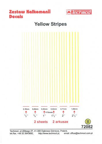 TCH72082 Yellow Stripes kalkomania modelarska