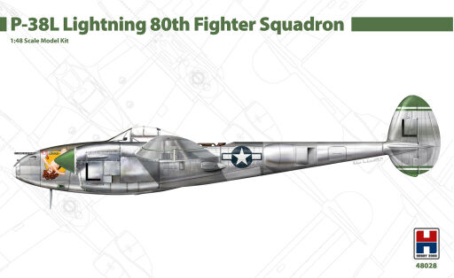 H2K48028  P-38L Lightning 80th Fighter Squadron Model samolotu do sklejania