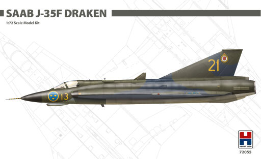 H2K72055 Saab J-35F Draken Model samolotu do sklejania